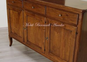Sideboard handcrafted in solid walnut wood with 3 doors and 3 drawers
